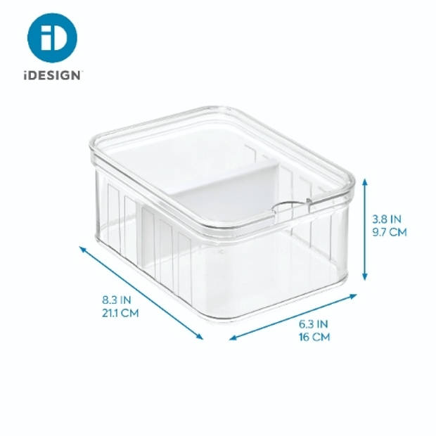 iDesign - Opbergbox Koelkast met Vakken, 21.2 x 16.2 x 9.6 cm, Kunststof, Transparant - iDesign Crisp