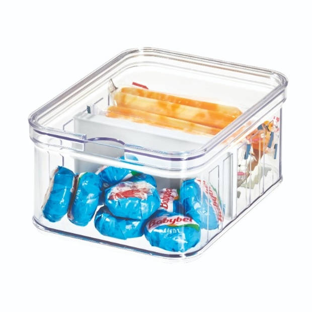 iDesign - Opbergbox Koelkast met Vakken, 21.2 x 16.2 x 9.6 cm, Kunststof, Transparant - iDesign Crisp