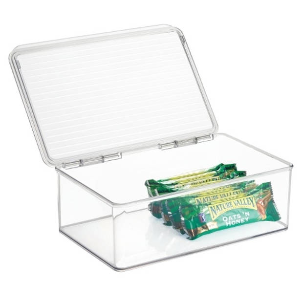 iDesign - Opbergbox met Deksel, 27.3 x 18.4 x 9.5 cm, Stapelbaar, Kunststof, Transparant - iDesign Kitchen Binz