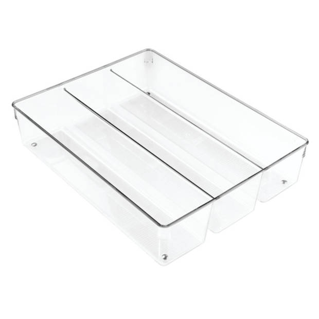 iDesign - Lade Organizer, 3 Vakken, 26.7 x 34.8 x 7.6 cm, Kunststof, Transparant - iDesign Linus