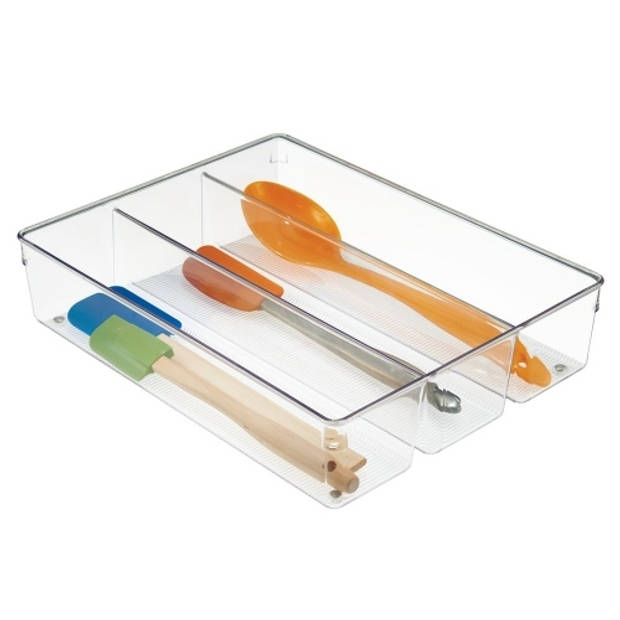 iDesign - Lade Organizer, 3 Vakken, 26.7 x 34.8 x 7.6 cm, Kunststof, Transparant - iDesign Linus