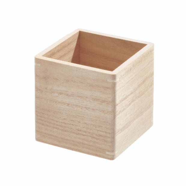 iDesign - Opbergbox, 11.5 x 11.5 x 11 cm, Paulownia Hout, Beige - iDesign The Home Edit