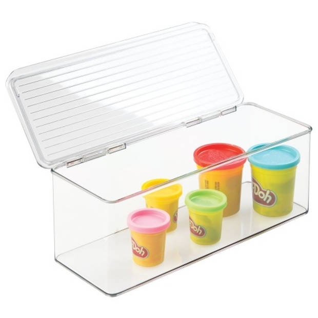 iDesign - Opbergbox met Deksel, 34.3 x 14.6 x 12.7 cm, Stapelbaar, Kunststof, Transparant - iDesign Kitchen Binz