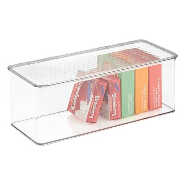 iDesign - Opbergbox met Deksel, 34.3 x 14.6 x 12.7 cm, Stapelbaar, Kunststof, Transparant - iDesign Kitchen Binz