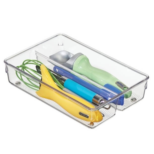 iDesign - Lade Organizer, 2 Vakken, 15.2 x 22.9 x 5.1 cm, Kunststof, Transparant - iDesign Linus