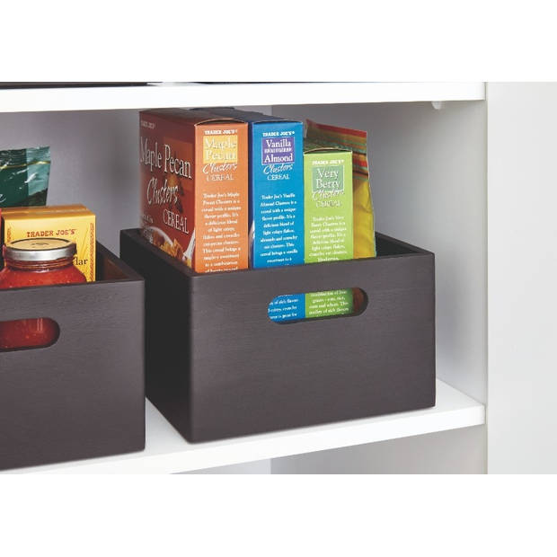 iDesign - Opbergbox met Handgrepen, 25.5 x 38 x 15 cm, Paulownia Hout, Zwart - iDesign The Home Edit
