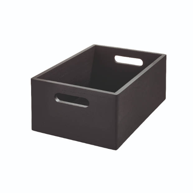 iDesign - Opbergbox met Handgrepen, 25.5 x 38 x 15 cm, Paulownia Hout, Zwart - iDesign The Home Edit