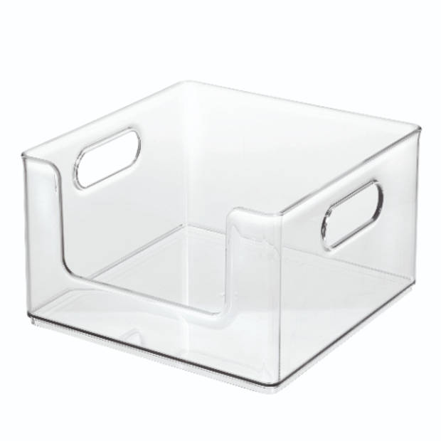 iDesign - Open Opbergbox met Handvaten, 25 x 25 x 15 cm, Kunststof, Transparant - iDesign The Home Edit