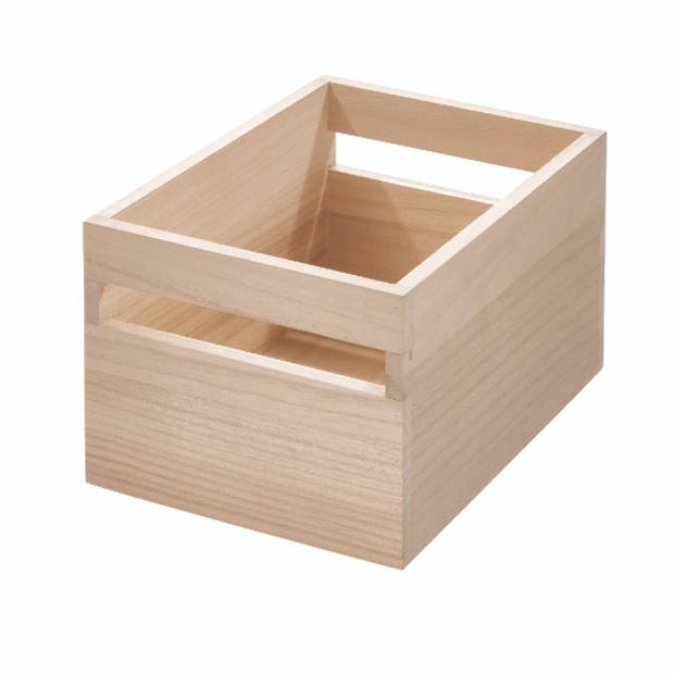 iDesign - Opbergbox met Handvat, 25.4 x 19 x 15.2 cm, Paulownia Hout - iDesign Eco Wood