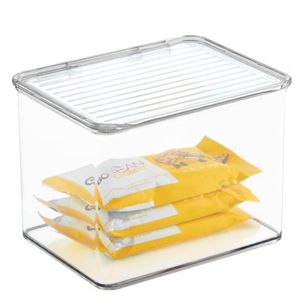 iDesign - Opbergbox met Deksel, 17.2 x 14.2 x 12.7 cm, Stapelbaar, Kunststof, Transparant - iDesign Kitchen Binz