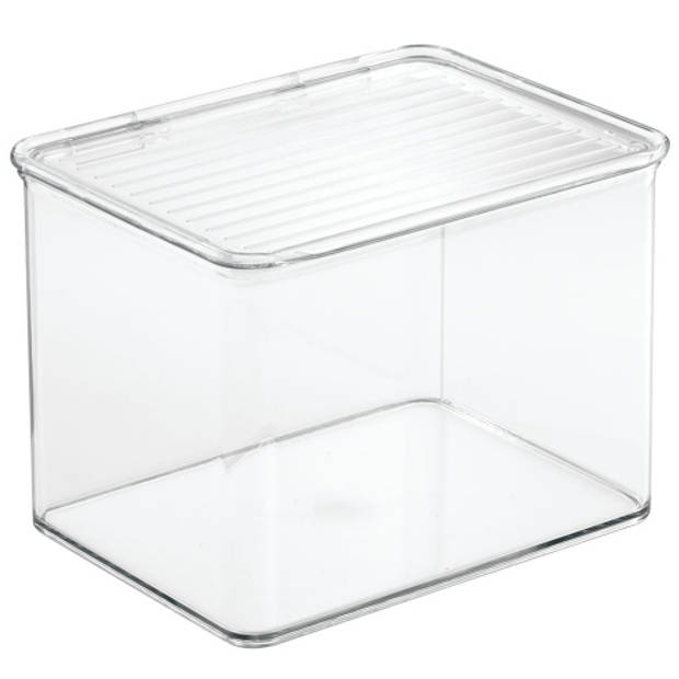 iDesign - Opbergbox met Deksel, 17.2 x 14.2 x 12.7 cm, Stapelbaar, Kunststof, Transparant - iDesign Kitchen Binz