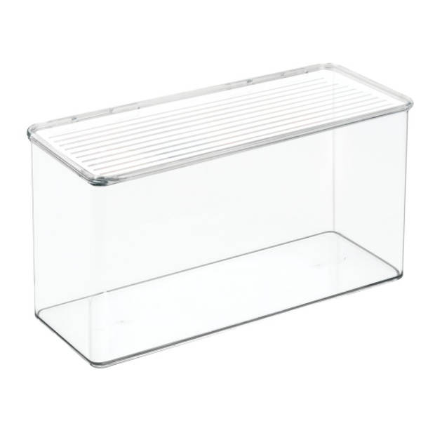 iDesign - Opbergbox met Deksel, 34.3 x 14.6 x 17.8 cm, Stapelbaar, Kunststof, Transparant - iDesign Kitchen Binz