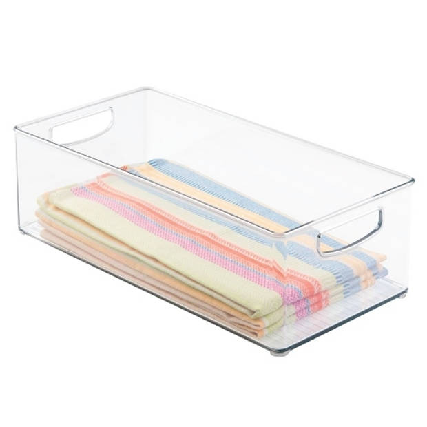 iDesign - Opbergbox met Handvaten, 20.3 x 40.6 x 12.7 cm, Stapelbaar, Kunststof, Transparant - iDesign Kitchen Binz
