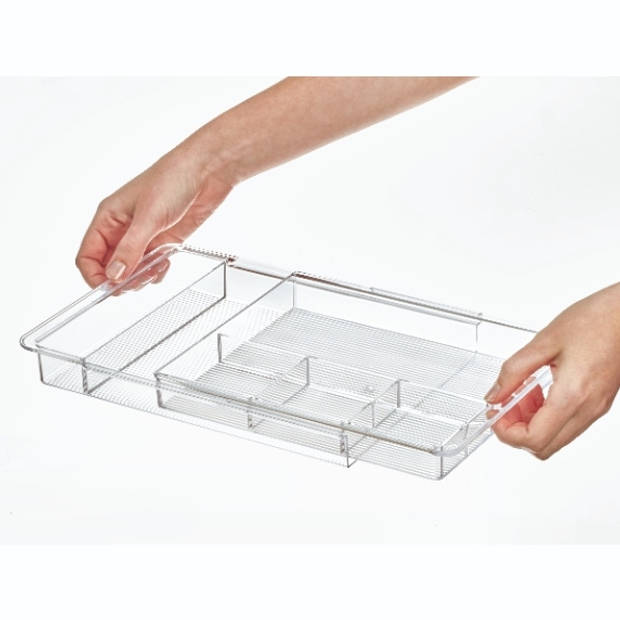 iDesign - Lade Organizer, 6 Vakken, Uitschuifbaar, 28.6 x 19.7 x 3.3 cm, Kunststof, Transparant - iDesign Linus