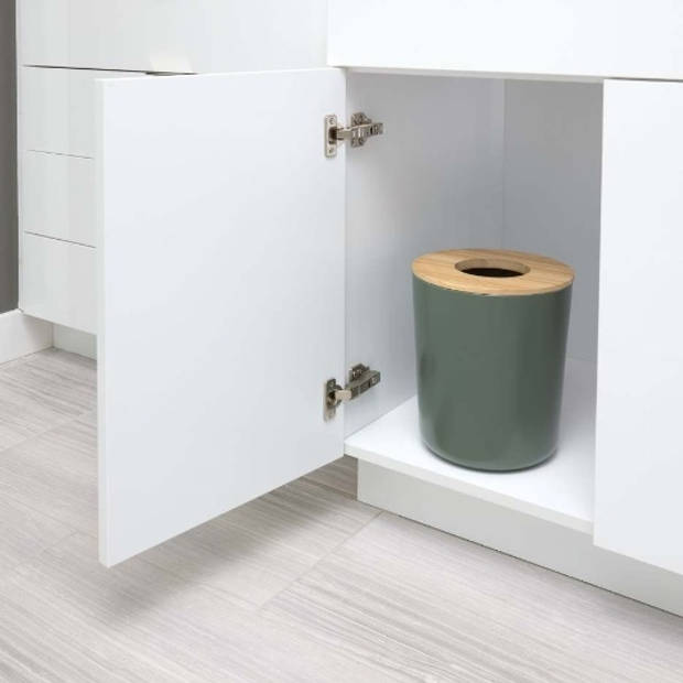 iDesign - Afvalemmer, Staal/Hout - Mosgroen - iDesign Eco Vanity