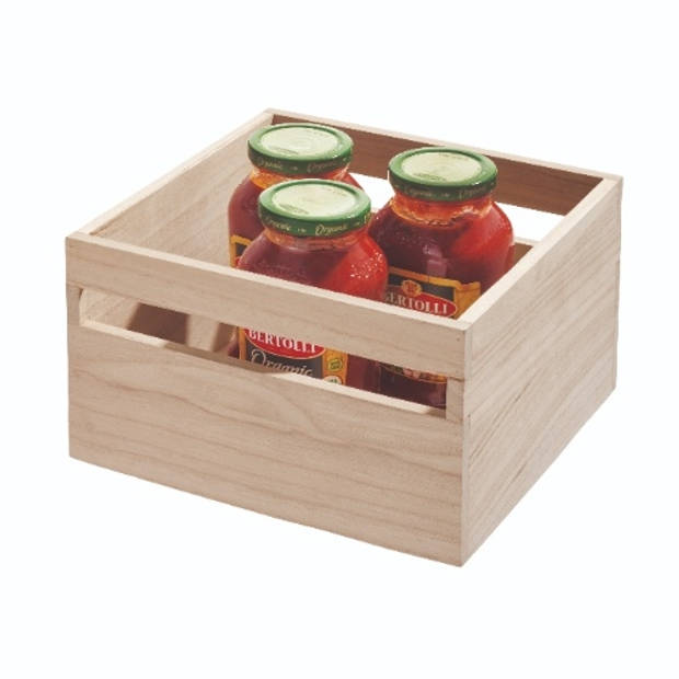 iDesign - Opbergbox met Handvat, 25.4 x 25.4 x 15.5 cm, Paulownia Hout - iDesign Eco Wood