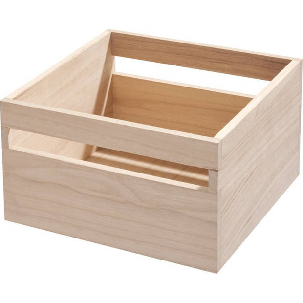 iDesign - Opbergbox met Handvat, 25.4 x 25.4 x 15.5 cm, Paulownia Hout - iDesign Eco Wood