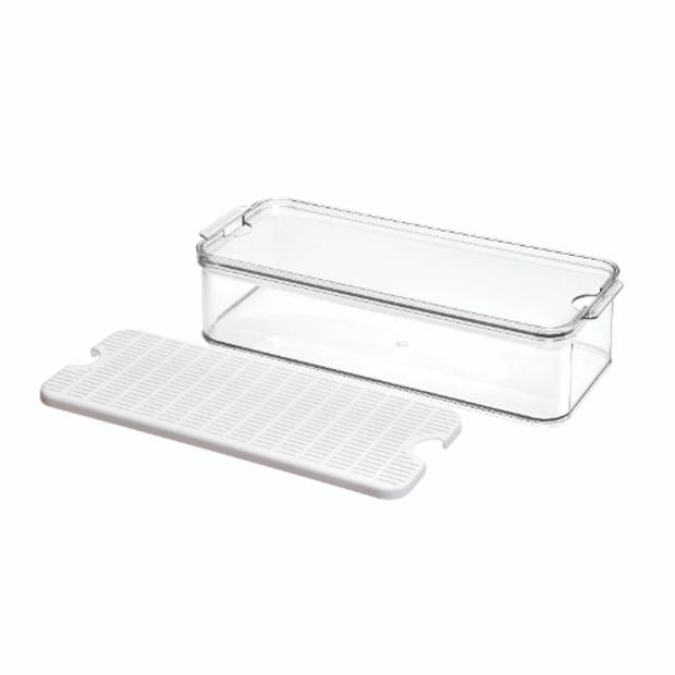 iDesign - Opbergbox Koelkast, 40 x 16 x 9,6 cm, Stapelbaar, Kunststof, Transparant - iDesign Crisp