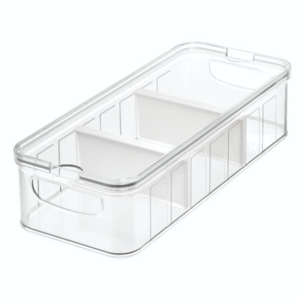 iDesign - Opbergbox Koelkast met Verdeelvakken, 37.7 x 16.2 x 9.7 cm, Stapelbaar, Kunststof, Transparant - iDesign Cri