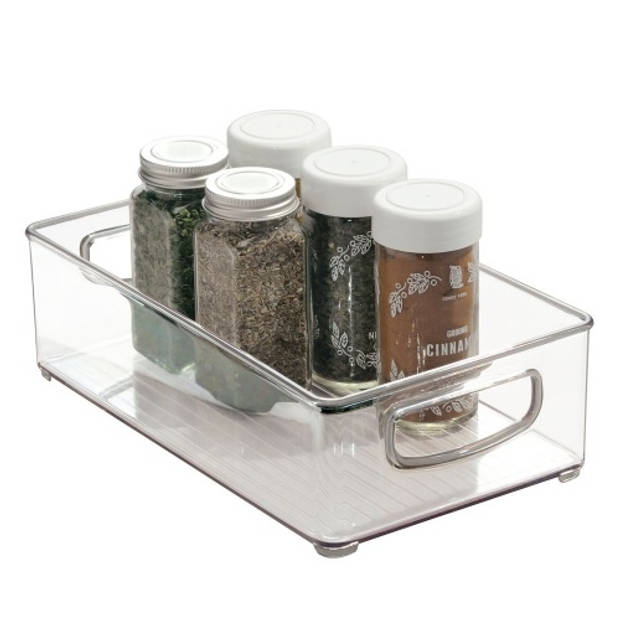 iDesign - Opbergbox met Deksel, 15.2 x 25.4 x 7.6 cm, Stapelbaar, Kunststof, Transparant - iDesign Kitchen Binz