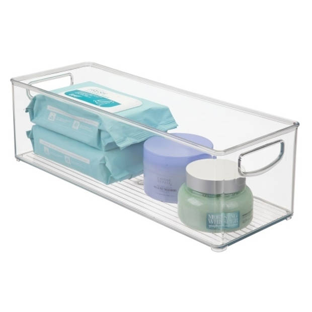 iDesign - Opbergbox met Handvaten, 15.2 x 40.6 x 12.7 cm, Stapelbaar, Kunststof, Transparant - iDesign Kitchen Binz