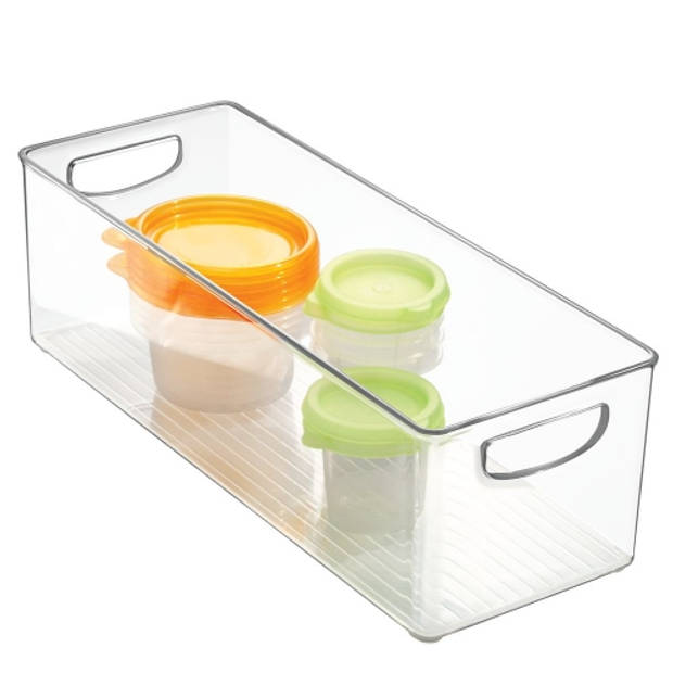 iDesign - Opbergbox met Handvaten, 15.2 x 40.6 x 12.7 cm, Stapelbaar, Kunststof, Transparant - iDesign Kitchen Binz