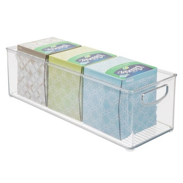 iDesign - Opbergbox met Handvaten, 15.2 x 40.6 x 12.7 cm, Stapelbaar, Kunststof, Transparant - iDesign Kitchen Binz