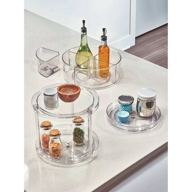 Lazy Susan Draaiplateau met Verdieping, 24.1 cm, Kunststof, Transparant - iDesign The Home Edit