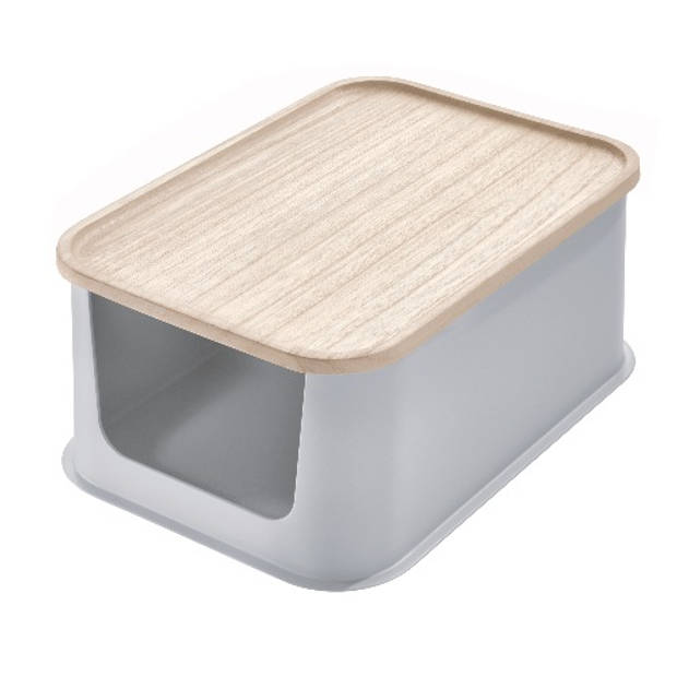 iDesign - Opbergbox met Opening en Deksel, 21.3 x 30.2 x 12.7 cm, Kunststof, Grijs - iDesign Eco Storage