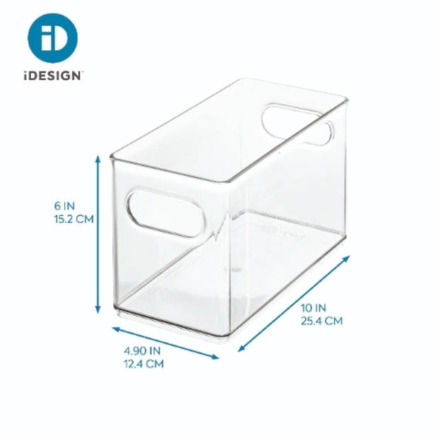 iDesign - Opbergbox met Handvaten, 25.4 x 12.5 x 15 cm, Kunststof, Transparant - iDesign The Home Edit