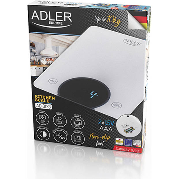 Adler AD 3173W - keukenweegschaal - Wit - 10 kg