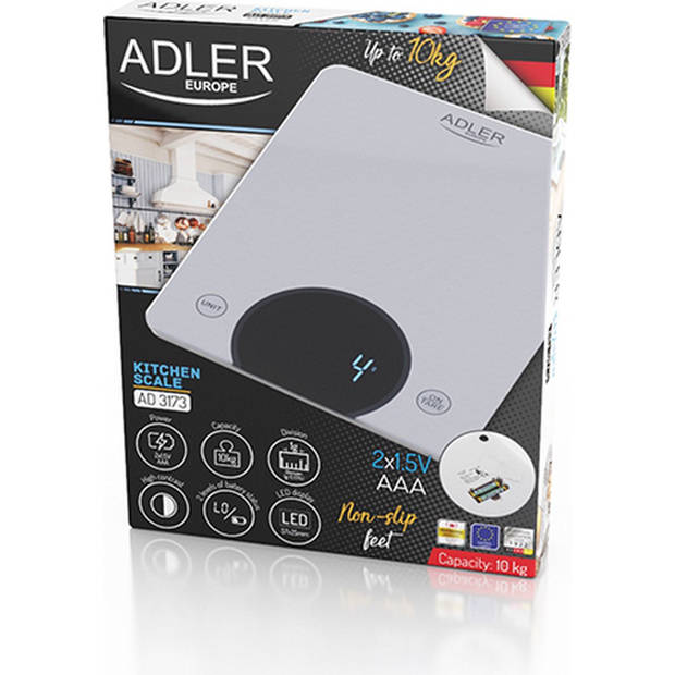 Adler AD 3173S - keukenweegschaal - Grijs - 10 kg