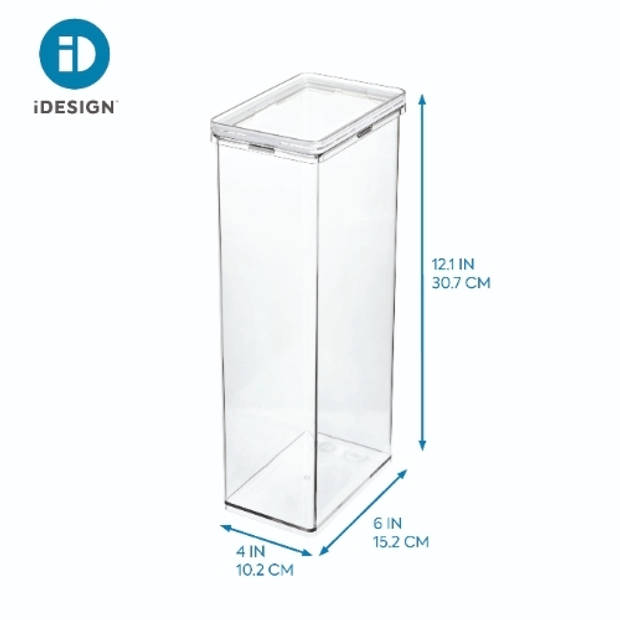 iDesign - Voorraadbus met Deksel, 10.2 x 15.2 x 30.8 cm, 3.5 L, Kunststof - iDesign The Home Edit