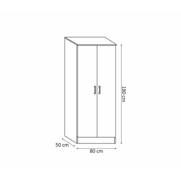 Interiax Kledingkast 'Amelie' 2 deuren Wit (180x80x54cm)