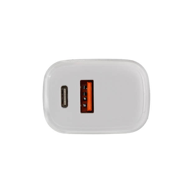 Soundlogic oplaadstekker met USB-A en USB-C aansluiting - snellader wit