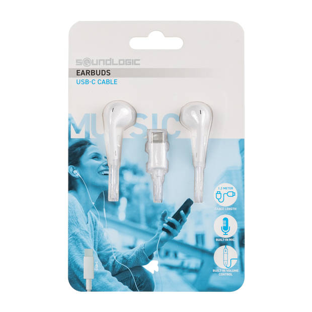 Soundlogic oordopjes met USB-C aansluiting - wit