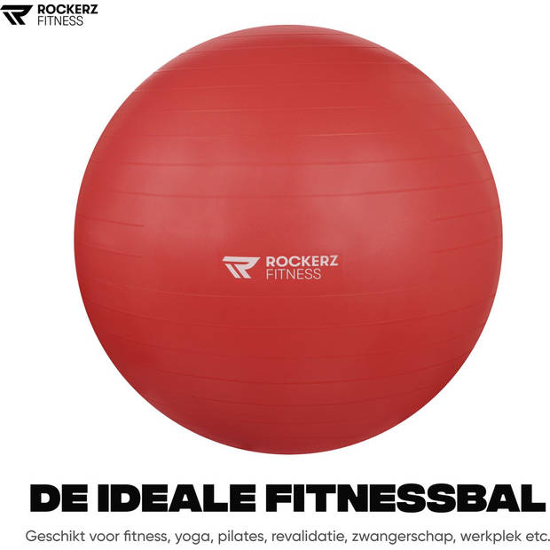Rockerz Fitness® - Yoga bal inclusief pomp - Pilates bal - Fitness bal - Zwangerschapsbal - 65 cm - kleur: Rood