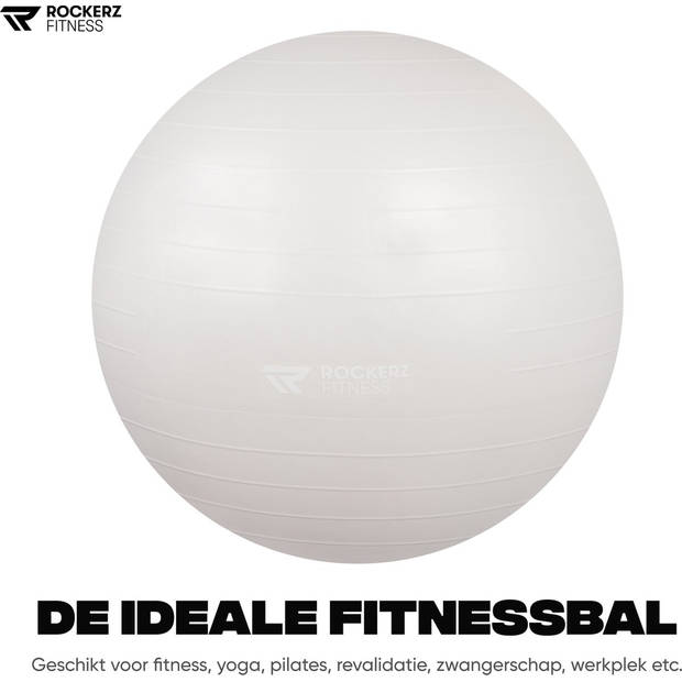 Rockerz Fitness® - Yoga bal inclusief pomp - Pilates bal - Fitness bal - Zwangerschapsbal - 65 cm - kleur: Parelmoer