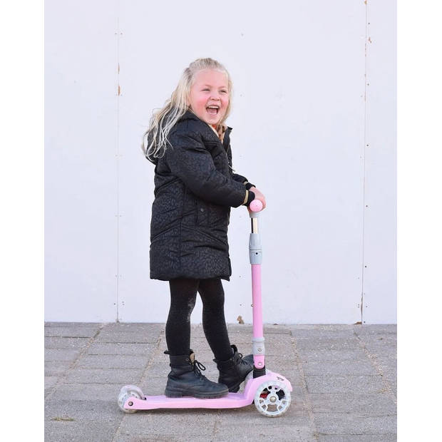Rockerz Kinderstep met lichtgevende wielen - Step In 4 hoogtes verstelbaar - Veilig en stabiel - 3-8 jaar - Lichtroze