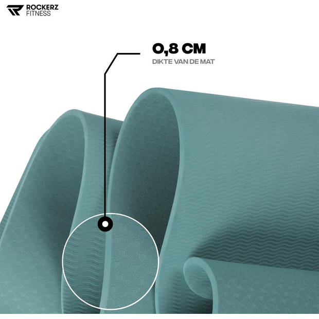 Yoga mat - Fitness mat petrol - Sport mat - Yogamat anti slip & eco - Extra Dik - Duurzaam TPE materiaal - Incl Draagtas