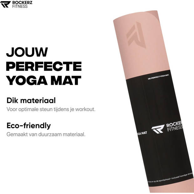 Yoga mat - Fitness mat rose gold - Yogamat anti slip & eco - Extra Dik - Duurzaam TPE materiaal - Incl Draagtas