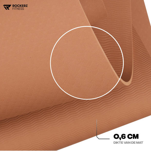 Yoga mat - Fitness mat terracotta - Yogamat anti slip & eco - Extra Dik - Duurzaam TPE materiaal - Incl Draagtas