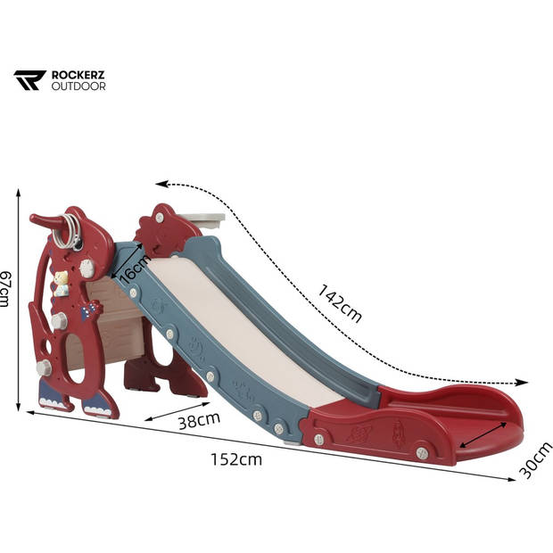 Glijbaan - Voor binnen en buiten - Speelplezier gegarandeerd - Opvouwbaar - Veilige dichte trap - Kleur: Rood