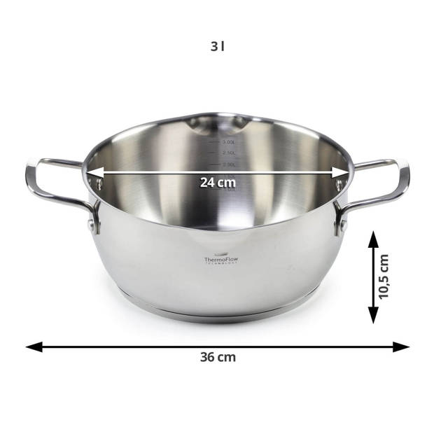 Rosmarino Pour & Cook Kookpan met glazen deksel - 24x12 cm