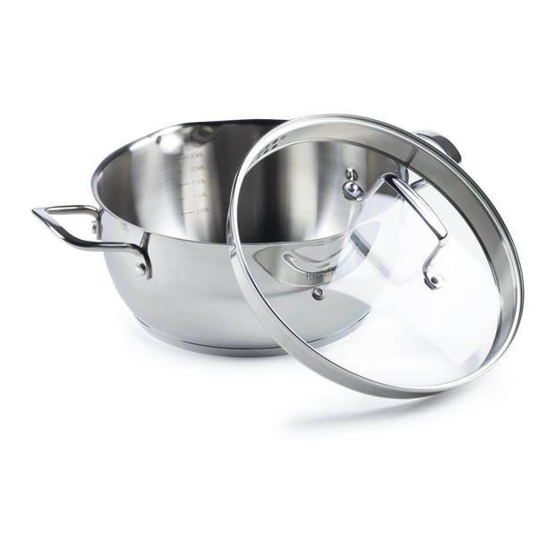 Rosmarino Pour & Cook Kookpan met glazen deksel - 24x12 cm