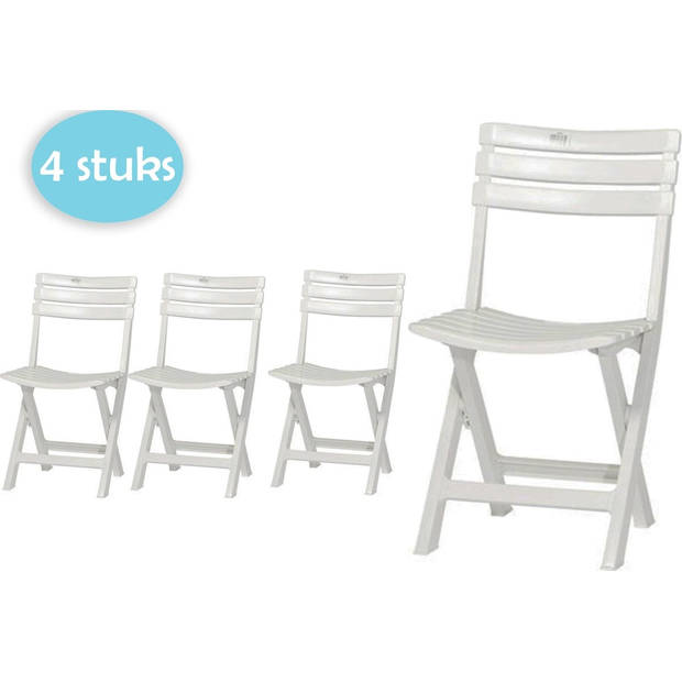 4 Stuks witte kunststof klapstoelen voor binnen of buiten Wit Tuinstoel Bistrostoel Balkonstoel Opvouwbaar