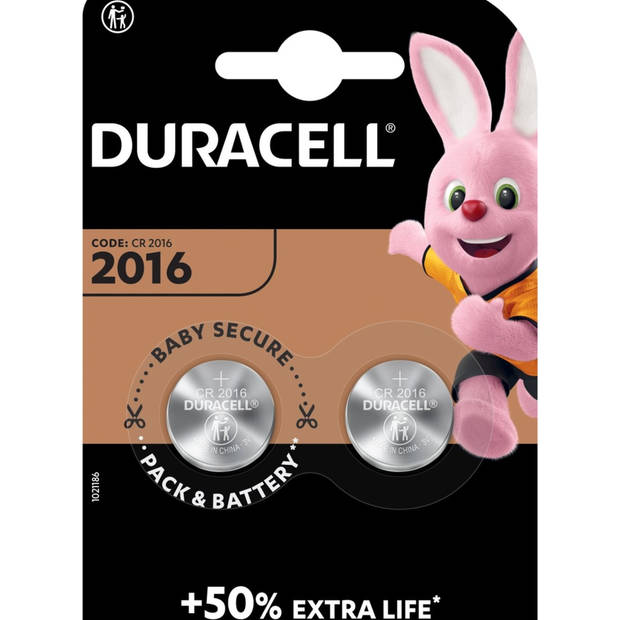 Duracell CR2016 - 4 stuk in verpakking - Professional Electronics 3V Lithium knoopcel - Duracell Lithium CR2016 3V - 4
