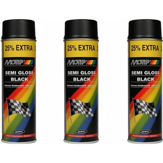 Motip Zijdeglans Acryllak Zwart 500 ml Spuit spray zwart Verf zwart kopen 4X Spuitspray LAK ZWART sneldrogend