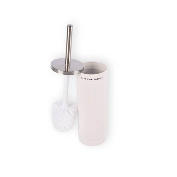 Contemporary White Toilet Brush with Holder - Height 38cm - Bathroom Supplies