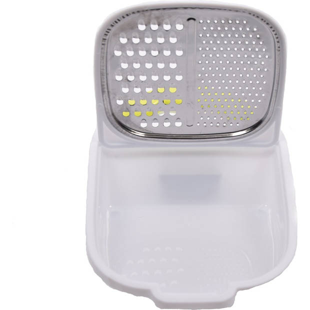 Kitchen grater Plastic stainless steel Grater with storage tray and lid -26.5x18.5x7cm - Green